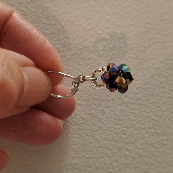 Swarovski Crystal Beads Dangle Midnight Earings - Picture 3 of 4